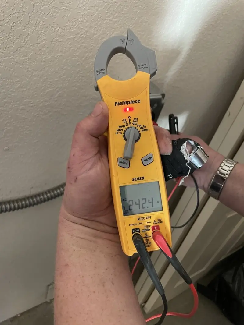 Voltage testing with clamp meter during Generator Installation in Sellersburg